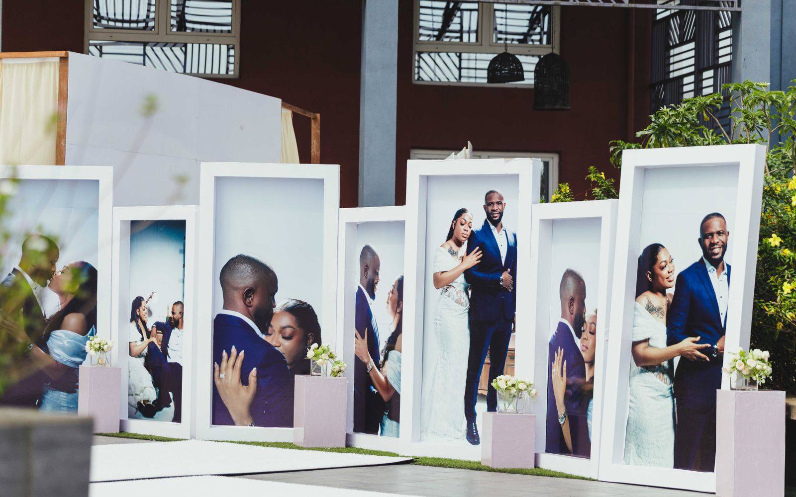 Vineyard wedding ceremony with rows of chairs among grape vines